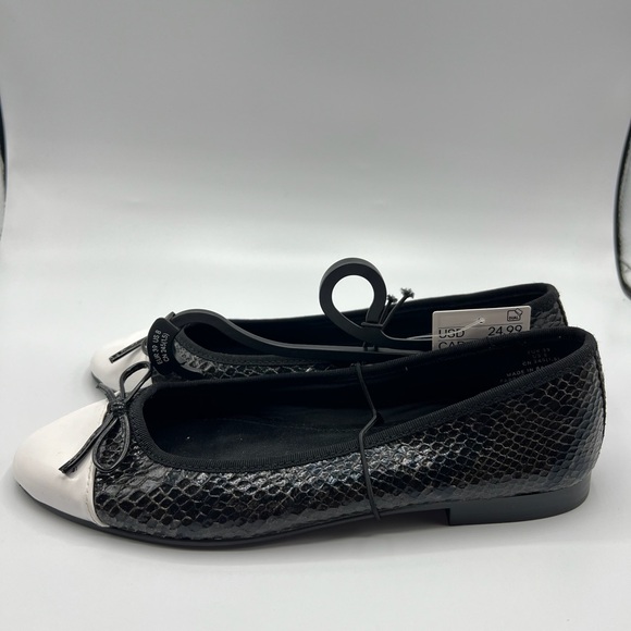 H&M Sz 39/US 8 White Black Faux Snakeskin Ballet Flats NWT - Picture 4 of 11